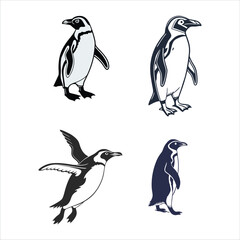 Obraz premium Penguin Vector bundle Cute and Versatile Graphics. This funny penguin features a variety of adorable penguins in different poses, styles.