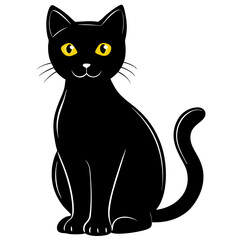 Obraz premium Minimal Black Cat Logo in Flat Style Simple Vector Animal Icon Design