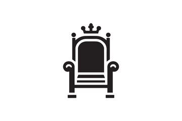 simple throne chair silhouette icon vector isolated in white background