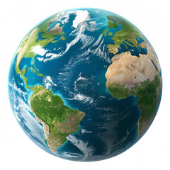 planet earth on white background 3d realistic globe