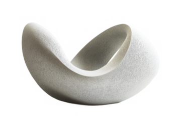 Abstract curved sculpture with a textured surface The design features smooth continuous curves creating a modern organic form in a minimalist style Isolated with transparent background