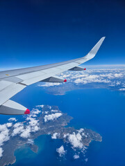 Obraz premium Aerial view of the Mediterranean sea from a British Airways flight from Rome to London.