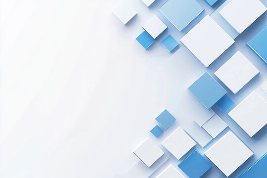 Abstract geometric pattern of overlapping squares in light blue and white