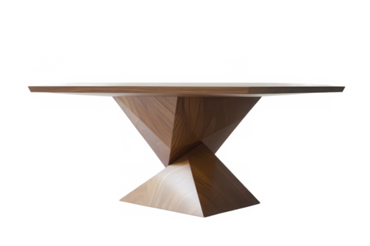Modern Geometric Dining Table with Triangular Base, Bold Angular Design for Contemporary Interiors on Transparent Background.