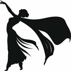 Black silhouette of dancing woman vector art tattoo design