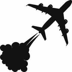 Black vector plane silhouette for air travel
