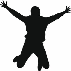 Black vector silhouette of a sport player jump action