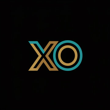XO Letter Design on Black Background Abstract Illustration