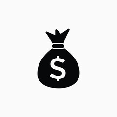 Money bag with dollar icon. Income growth. Business and finance. Money bag icon. Dollar sign. Cash icon. Money icon. Cash back. Investment. Cartoon money bag. Bag of coins. Financial savings.