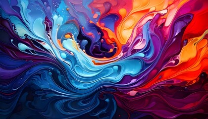 Colorful Abstract Fluid Art with Swirling Motion and Vivid Paint Texture background