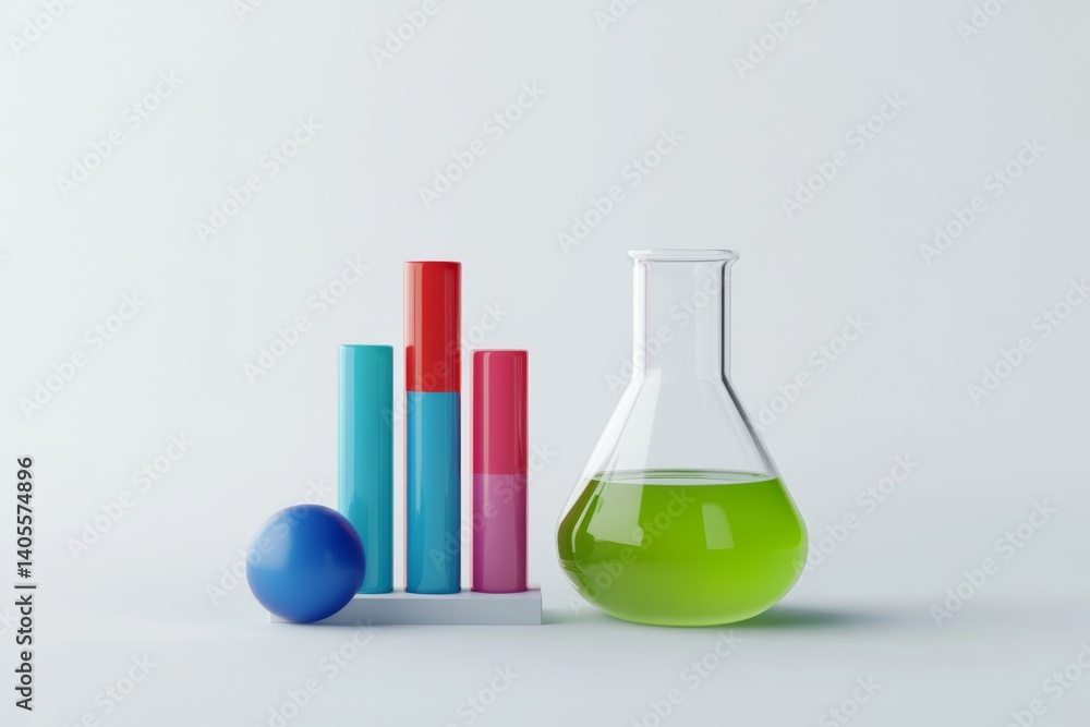 Poster colorful data visualization with laboratory flask