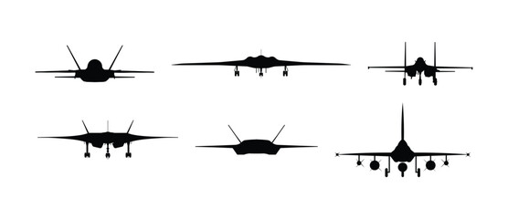 Jet Plane Silhouette Front View Design © Amir