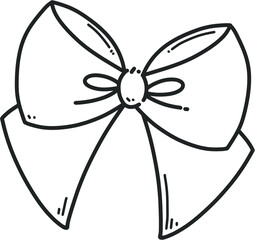 Flattern Bow Ribbon transparent line art monoline hand drawing clipart