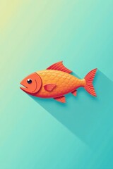 Simple colorful fish icon for food app background, ocean, graphics