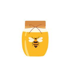 Naklejka premium Honey jar illustration with bee symbol for New Year 