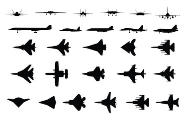 Jet Silhouette Set Design Vector Collection