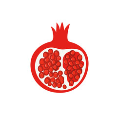 Half pomegranate with seeds on white background
