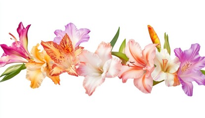 Obraz premium Colorful Gladiole Flower Arrangement Isolated on White Background