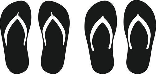 Flip-Flops Silhouette Vector Illustration. Flip-Flop Sandals Silhouette Icon. Beach Slippers Silhouette.