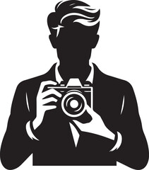 Silhouette of a Male Photographer with DSLR Camera in Action

