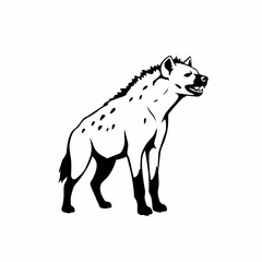 Fototapeta premium Powerful Hyena Illustration Black and White Vector Graphic of a Spotted Hyena