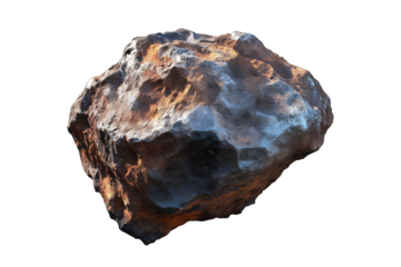 Isolated Abstract Metallic Rock with Detailed Texture in Transparent Background