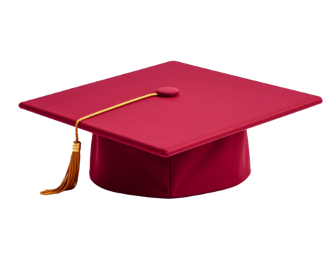 A red graduation cap for degree on transparent background  - Powered by Adobe