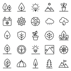 Environmental Line Icons – Eco, Nature, Sustainability, Recycling, and Green Energy Vector Set.