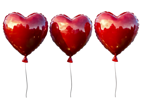 Red heart balloons valentines day love romance celebration party decoration romantic event anniversary 100charisolated on a transparent background.