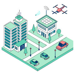Isometric Smart City with IoT Integration