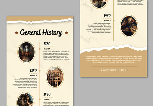 Beige And Black Timeline History Infographic Layout