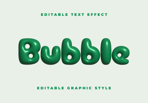 Green Bubble Glossy Inflated Font Puffy 3D Text Effect