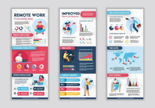 Colorful Remote Work Productivity Infographic Layout