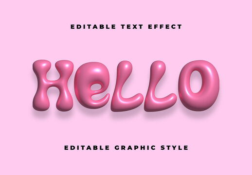 Pink Bubble Gum Glossy Font Playful Soft 3D Text Effect