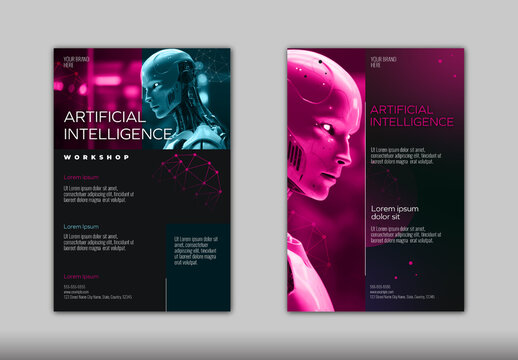 Violet And Black Futuristic AI Workshop Poster Layout