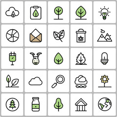 Environmental Line Icons – Eco, Nature, Sustainability, Recycling, and Green Energy Vector Set.