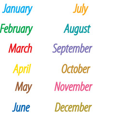 Month various colors, it is editable wards.eps