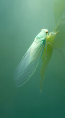 A newly hatched cicada that has just shed its skin