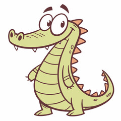 Obraz premium Flat Cartoon Vector Illustration Crocodile