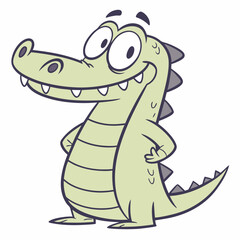 Obraz premium Flat Cartoon Vector Illustration Crocodile