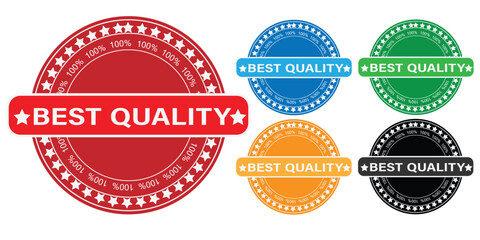 Circular Stamps and Premium Quality Seals in Bold Flat Design – Vector Badges and Retro Labels