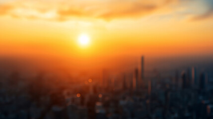 Golden Hour Cityscape Blurred Urban Sunset Panorama