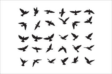 Naklejka premium Bird Silhouette Bundle | Flying Birds Vector Clipart | SVG, PNG, EPS for Cricut & Laser CuttingBirds Vector Silhouettes | Wildlife Animal SVG Files | Digital Bird Clipart for Crafts & DecorFlying 