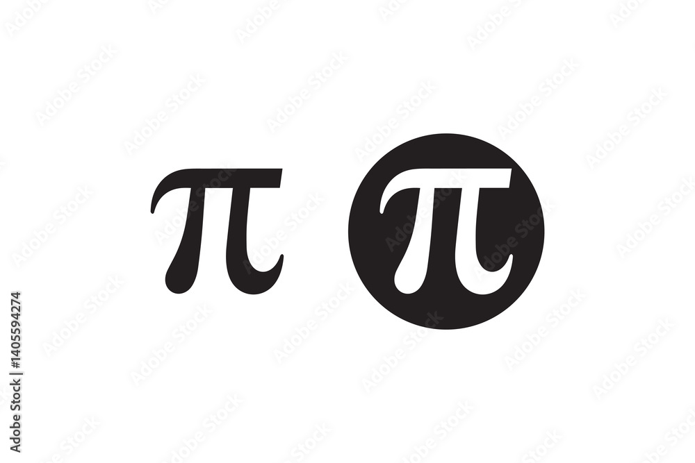 Fototapete simple math pi symbol silhouette icon vector isolated in white background