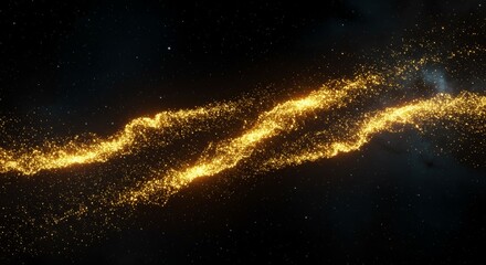 Polvo dorado cósmico, estrellas y brillo