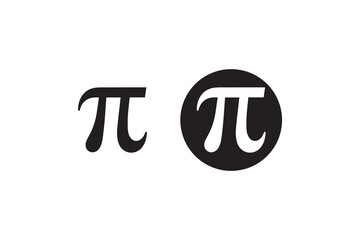 simple Math pi symbol silhouette icon vector isolated in white background	