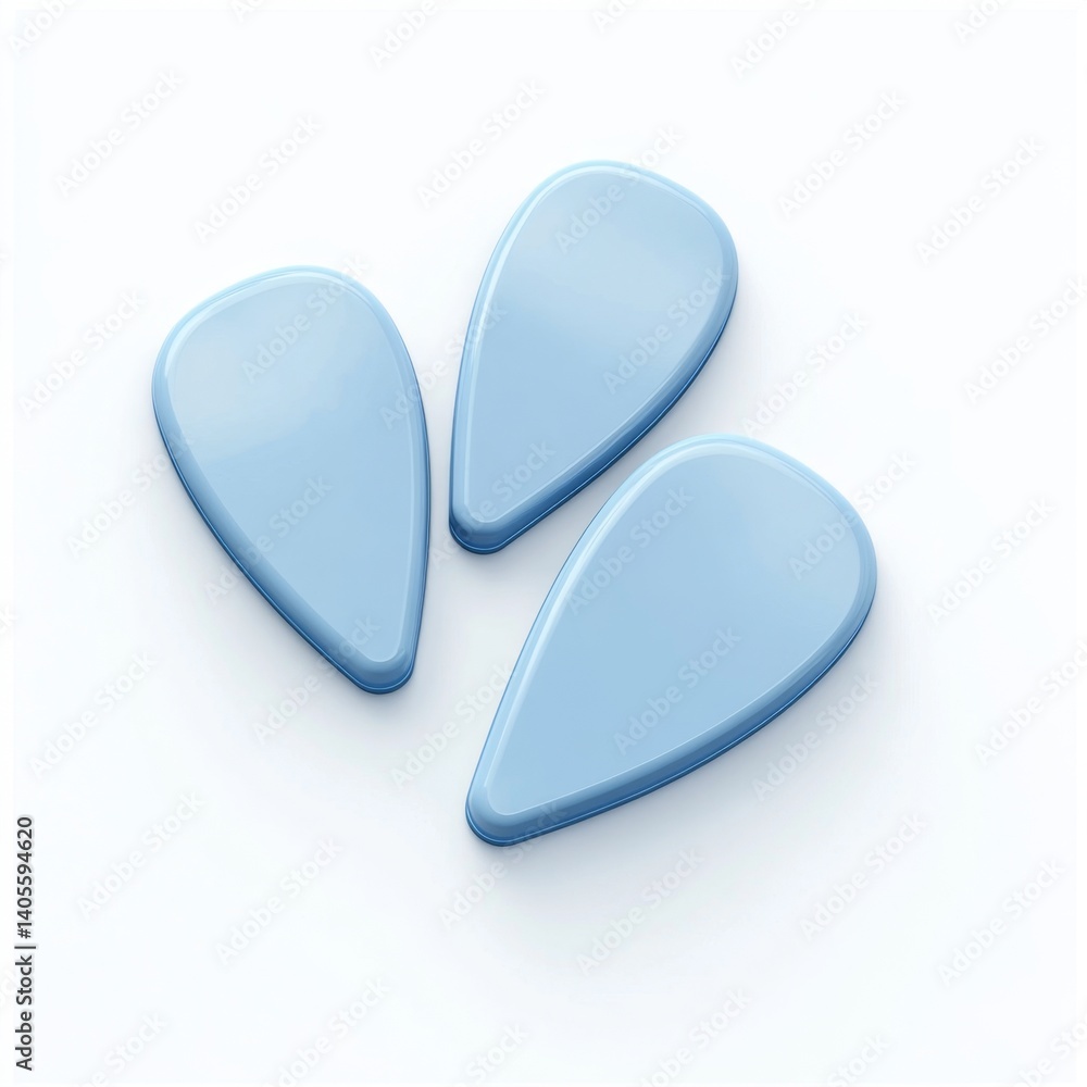 Poster light blue, teardrop-shaped objects arranged in a cluster