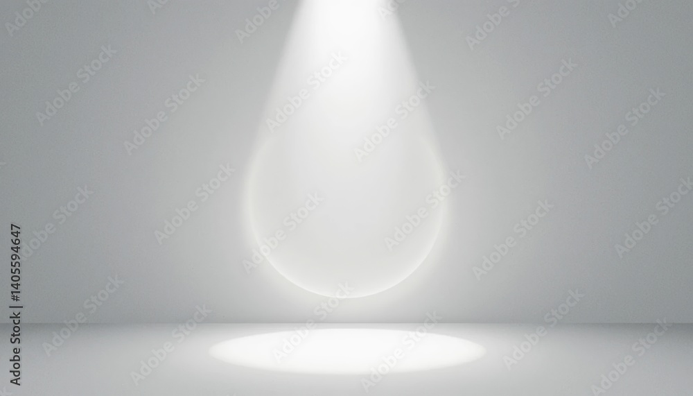 Poster suspended light drop minimalist studio abstract image bright environment top view illumination conce
