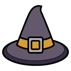 A whimsical witch's hat, perfect for Halloween, boasts a charming purple hue and a golden buckle, adding a touch of spooky elegance.
