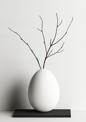 White Egg Placed on a White Table for Brightness